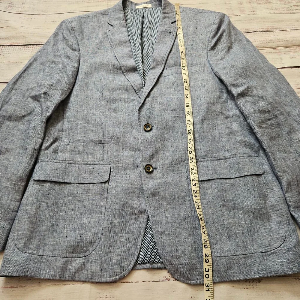 Baird & Mcnutt Murano Blue Linen Blazer Jacket Sports Coat Mens Large Slim Fit